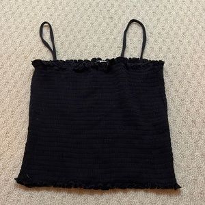 smocked black john galt/brandy melville crop top